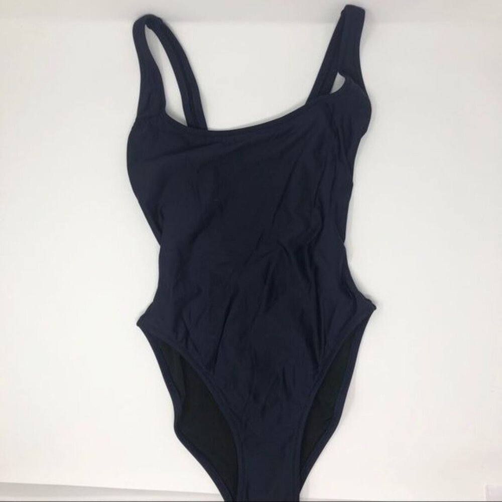 J. Crew Plunging Scoopback One Piece Swimsuit in Navy Size 14 NWT - Picture 6 of 8